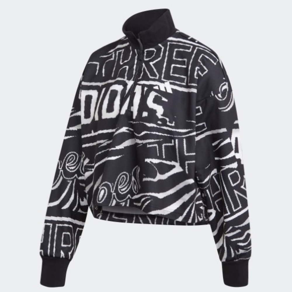 ADIDAS Women’s Halfzip Graphic Sweatshirt Black Size XL - Picture 13 of 16